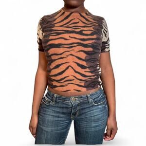 Classiques Entier Tiger Print Short Sleeve Top, Small
